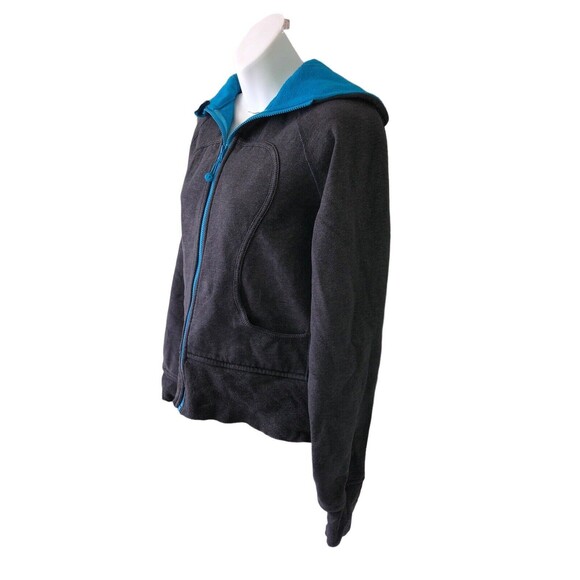 LULULEMON SCUBA HOODIE Black Turquoise Classic Full Zip Yoga Jacket Size 8 - Picture 2 of 14